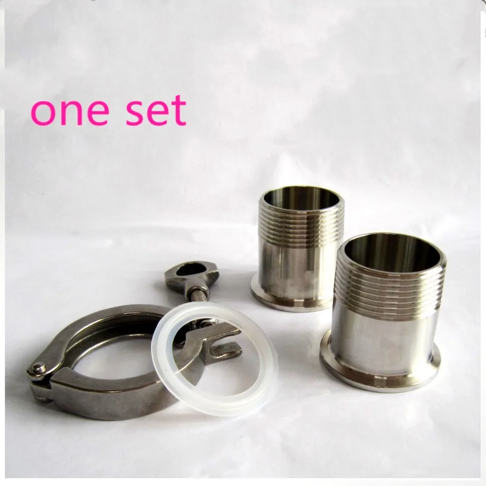 

Stainless Steel SS304 1 Set Sanitary Clamp Type Male Thread Pipe Fitting + Tri Clamp+ PTFE Gasket