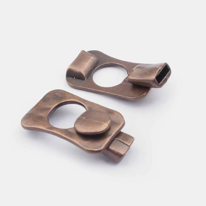 2 комплекта тибетских серебристых/медных застежек-крючков для плоских кожаных