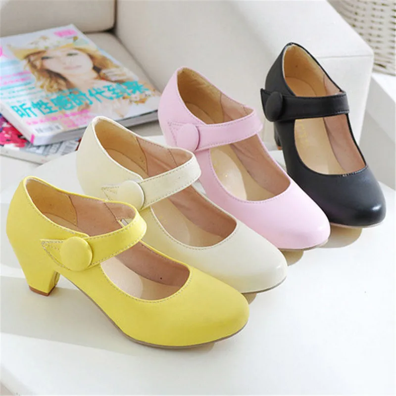 

Женские свадебные туфли на высоком каблуке, вечерние туфли на среднем каблуке с пряжкой для костюмированной вечеринки