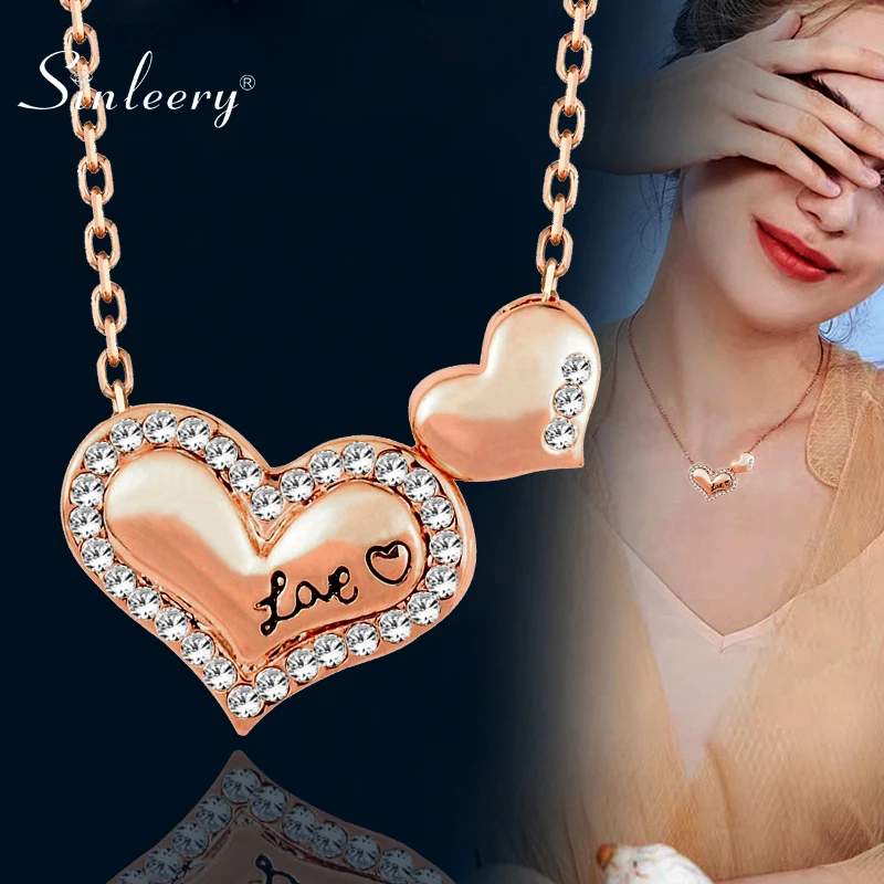 SINLEERY романтическое ожерелье чокер в форме сердца из розового золота с цепочкой