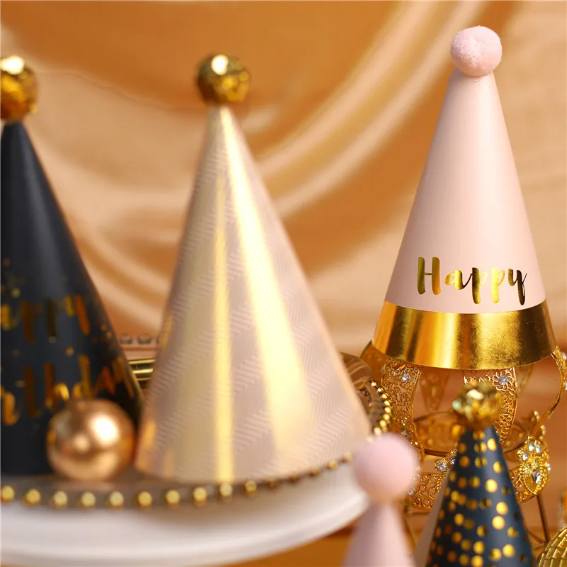 3 шт. блестящая золотая мини-шляпа на день рождения с красочными звездами для