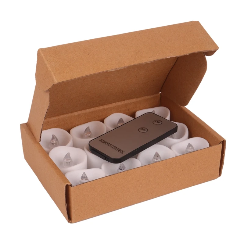 

12 Pack Remote Control Tea Lights Flickering, Long Lasting Battery Operated LED Candles for Home Decor