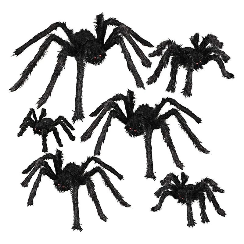 

Halloween Spider Decor Halloween Realistic Hairy Spiders Set for Halloween Outdoor Lawn Garden Decoration House Prop
