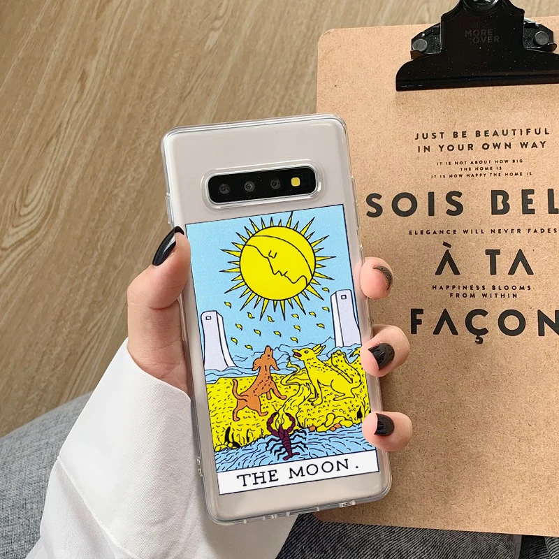 Модный мягкий чехол с изображением Солнца и Луны для Samsung Note 10 8 9 plus S20 S10 S9 S8 S7 A30 A40