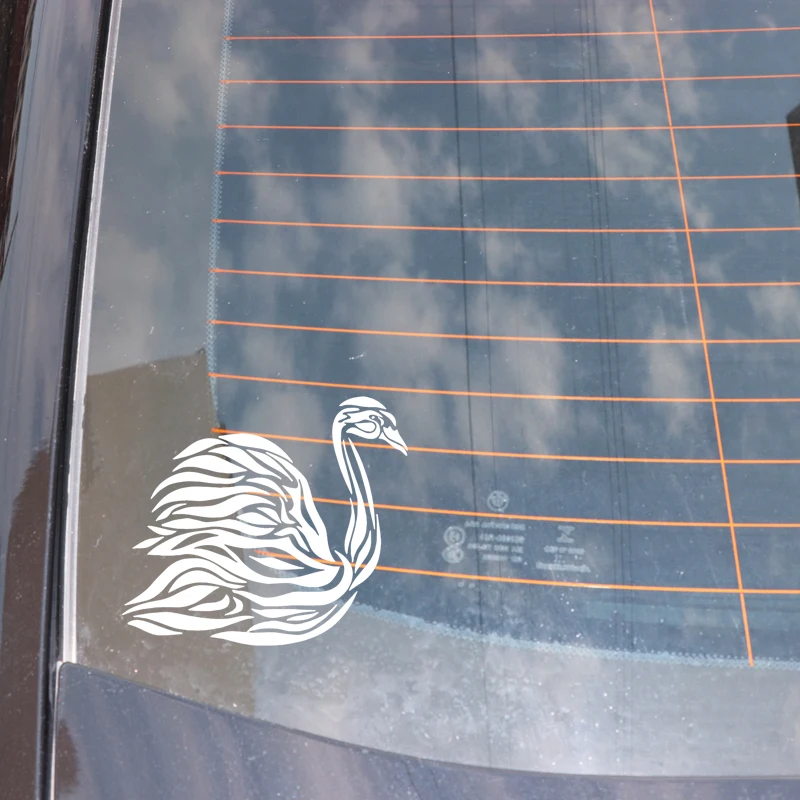 

YJZT 16.6CM*14.5CM Swan Creative Decoration Bumper Pattern Car Sticker Vinyl Decal Black/Silver C4-3017