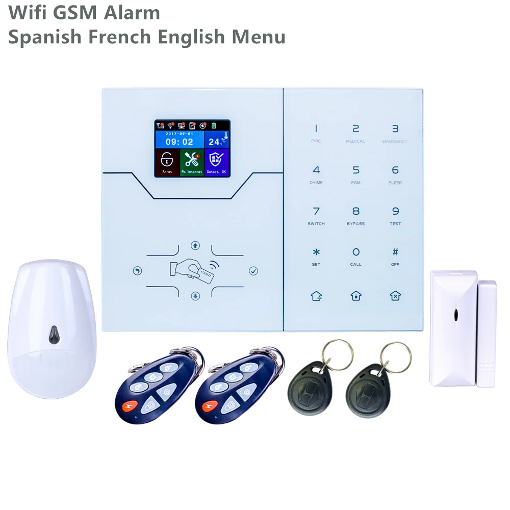 

433Mhz English French Text Menu HA-VGW Wifi Alarm GSM Alarm System Wifi Smart Home Security Burglar Alarm With 8 Wired Zone