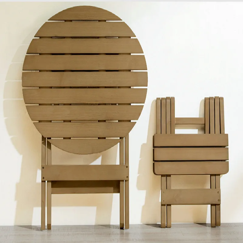 Складной стол из цельного дерева простой портативный уличный обеденный и стулья