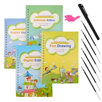 2021 4 books pen reusable 3d magic exercise book children 0 10 writing stickers calligraphy english numbers montessori toys