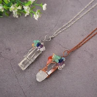 crystal column pendant necklace colorful gravel tree of life copper wire winding pendant natural crystal stone crystal necklace