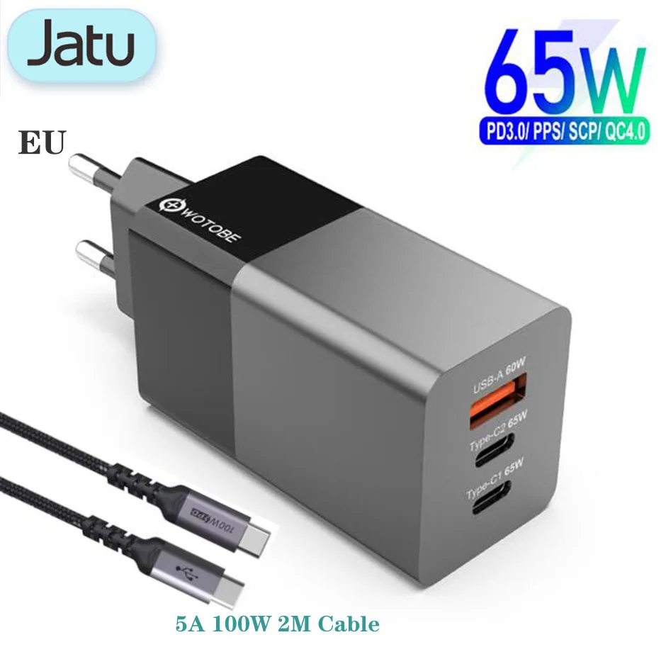 

65W USB Type-C Charger Quick Charge QC 3.0 USB-C Type C Fast USB Charger For iPhone 12 Pro Max Macbook Charging Adapter