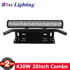 20-дюймовый трехрядный светодиодный рабочий светильник 420 Вт для бездорожья, 20-дюймовый комбинированный точечный прожектор, Передняя лицевая пластина, кронштейн, балка для квадроцикла 12 В и провод