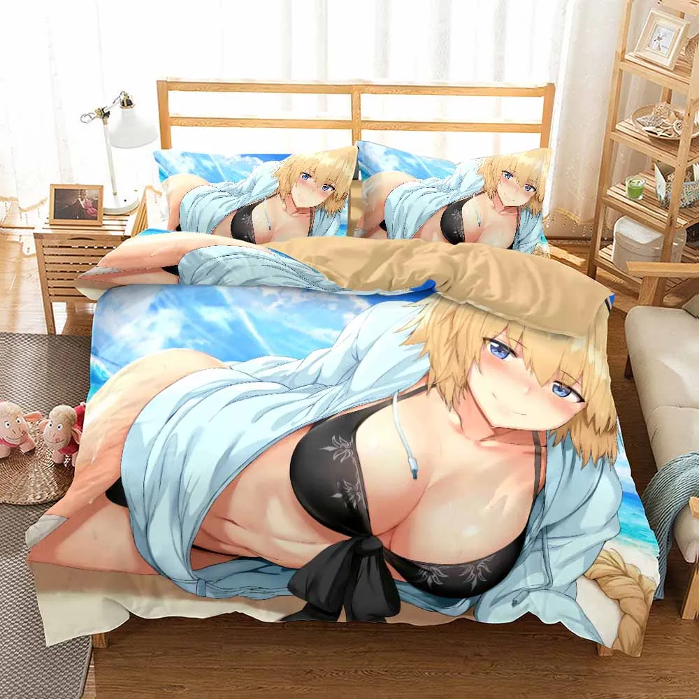 Color-7 Аниме Комплект постельного белья для девочек 3D принт постельное белье, наволочками, Комплект постельного белья для очень больших и близнец полный queen ковровое покрытие набор 2/3 шт постельное белье домашний текстиль - Цвет: Color-7