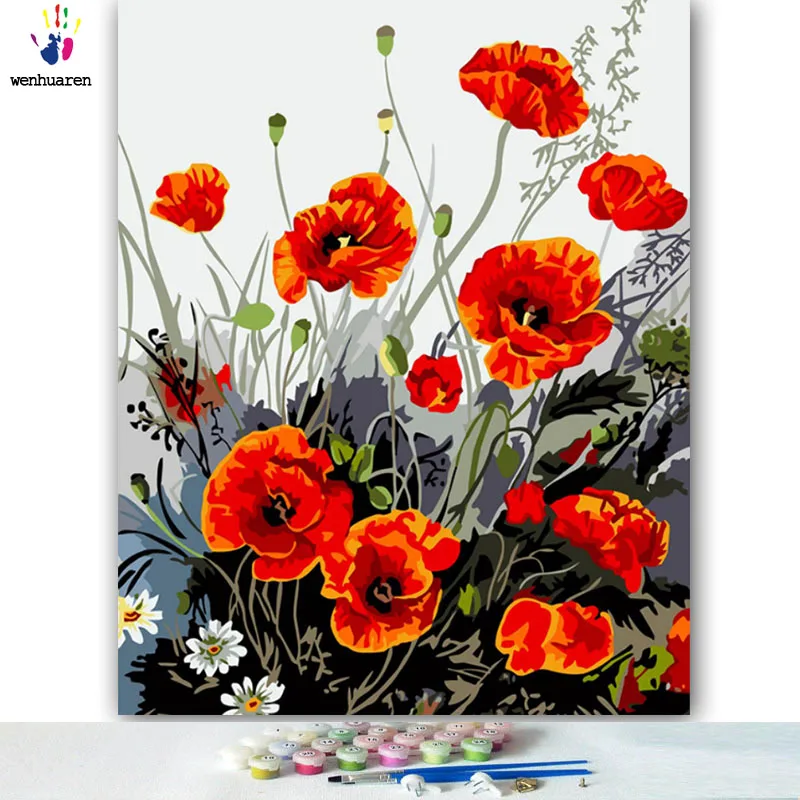 DIY картинки для раскраски по номерам с цветами красивые дикие цветы картина