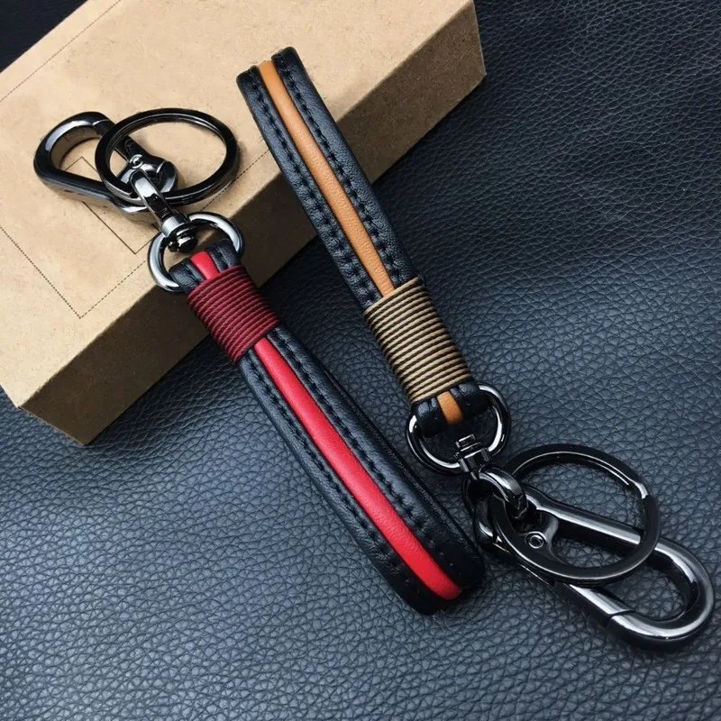 Модный Роскошный кожаный брелок ручной работы автомобильный для ключей подвеска