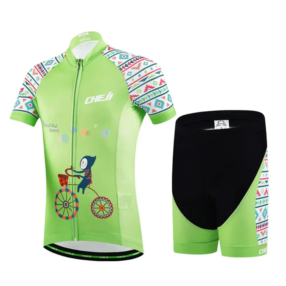 

Unisex Girls Pro Cycling Jersey Set Ropa Ciclismo Cycling Jersey Shorts Kit for Kids Breathable Quick Dry Bicycle Child Clothes