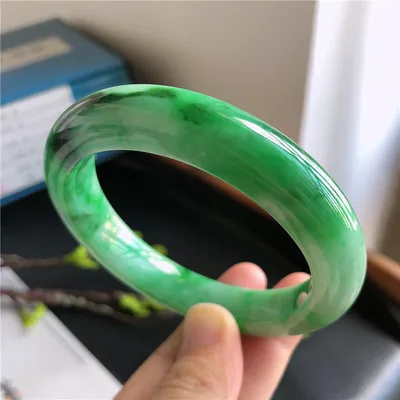 

Натуральный зеленый двухцветный бирманский жадеит браслет 54-64 м, Элегантные украшения принцессы, лучший подарок для девушки и матери