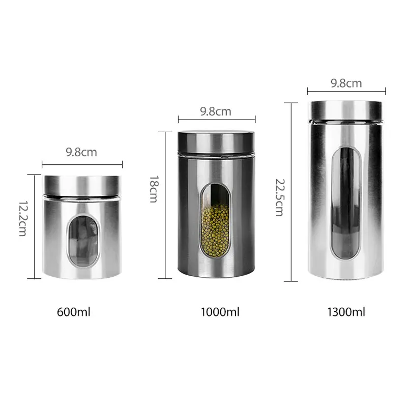 Кухонные принадлежности с крышкой стеклянная банка из нержавеющей стали