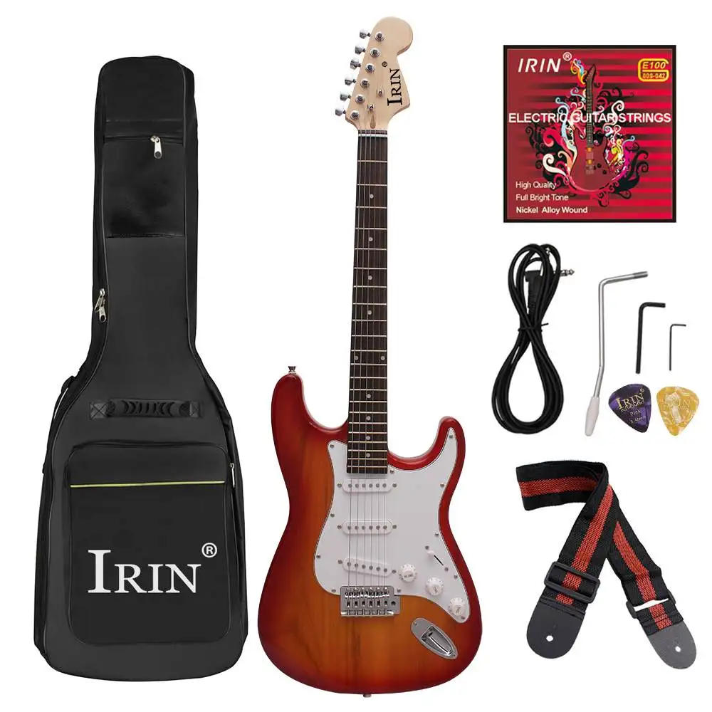 Розовый IRIN 38 дюймов 6 струн электрогитара гриф липа гитары ra с Gig Bag 300 см кабель для профессиональной производительности - Цвет: Розовый