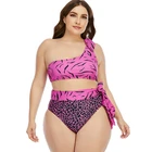 Бикини с высокой талией леопардовый купальник на одно плечо купальный костюм женский бантик бикини размера плюс сексуальный купальник бикини 2020 Прямая поставка