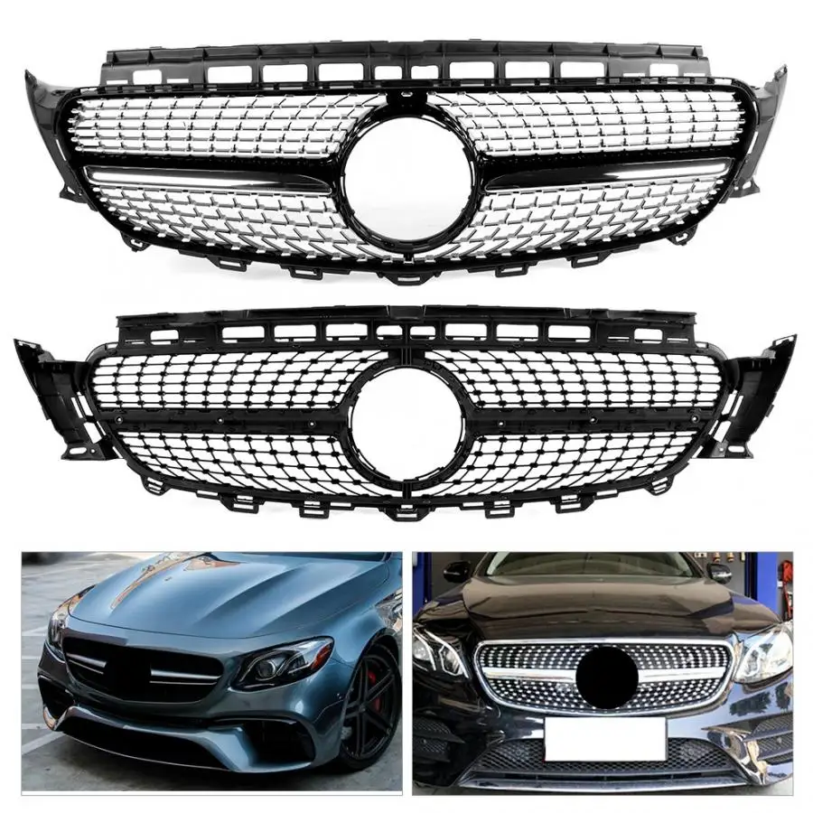 Передняя решетка для гриля в алмазном стиле глянцевый черный подходит Mercedes Benz W213
