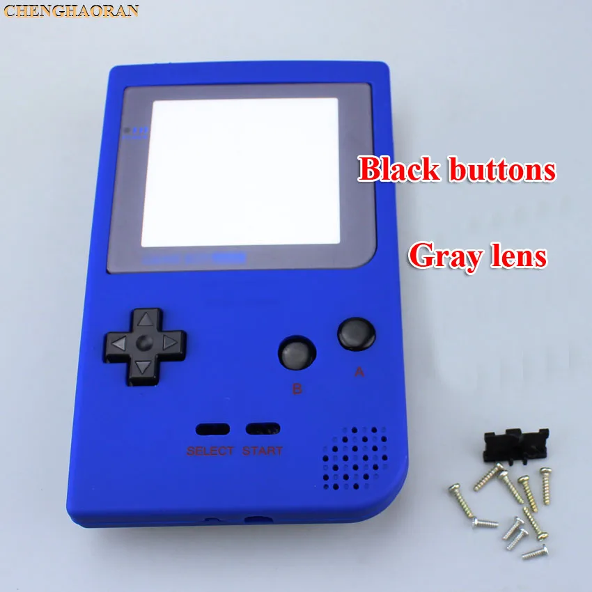 O blue soft surface ChengHaoRan, 16 цветов на выбор, для nintendo Gameboy, карманный корпус, чехол, замена, для GBP, чехол, крышка с кнопками, комплект - Цвет: O blue soft surface