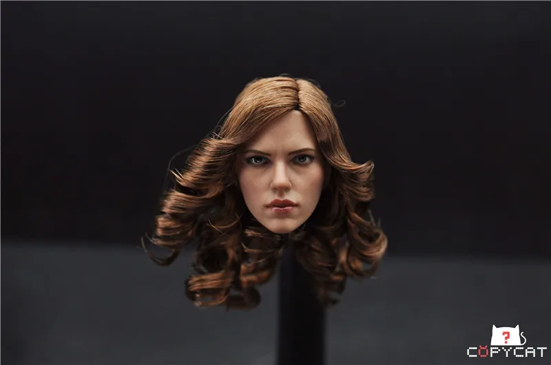 CopyCat 1/6 Капитан Америка Скарлет Johansson голова лепировать черную корову голова резьба для 12 дюймов DIY фигурки