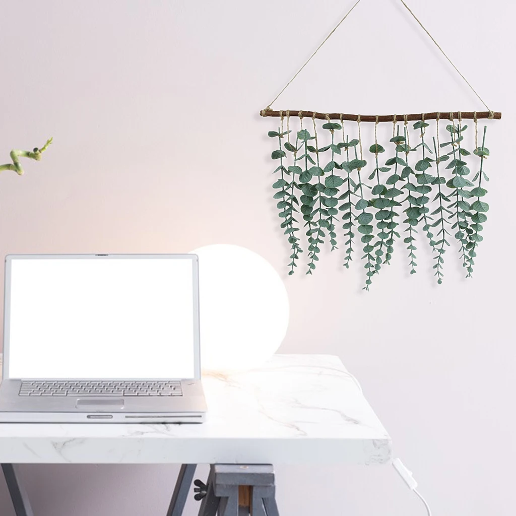 

15pcs Artificial Eucalyptus Leaves Greenery Foliage Plants Faux Plastic Vines Hanging Wall Wedding Party Indoor Outdoor Decor