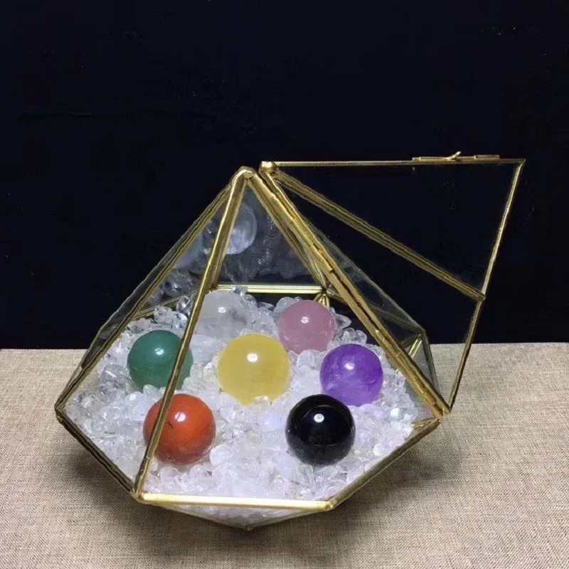 

Natural Rainbow Crystal Seven Star Array Sphere Point Healing Home Decor