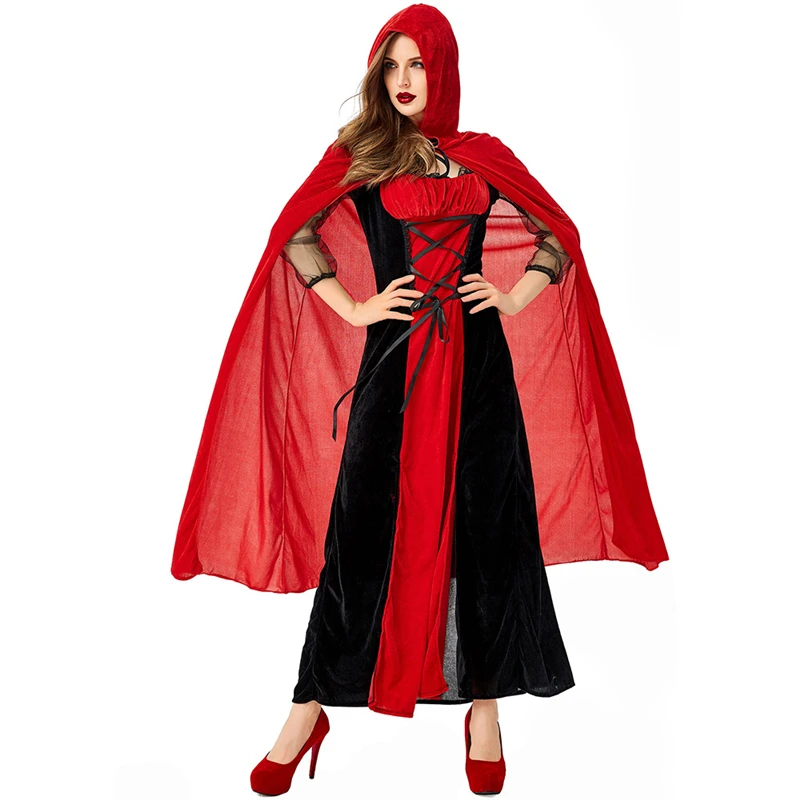 

New cosplay new Halloween costume Nightclub Queen Vampire cosplay suit Red black cloak Little Red Riding Hood costume