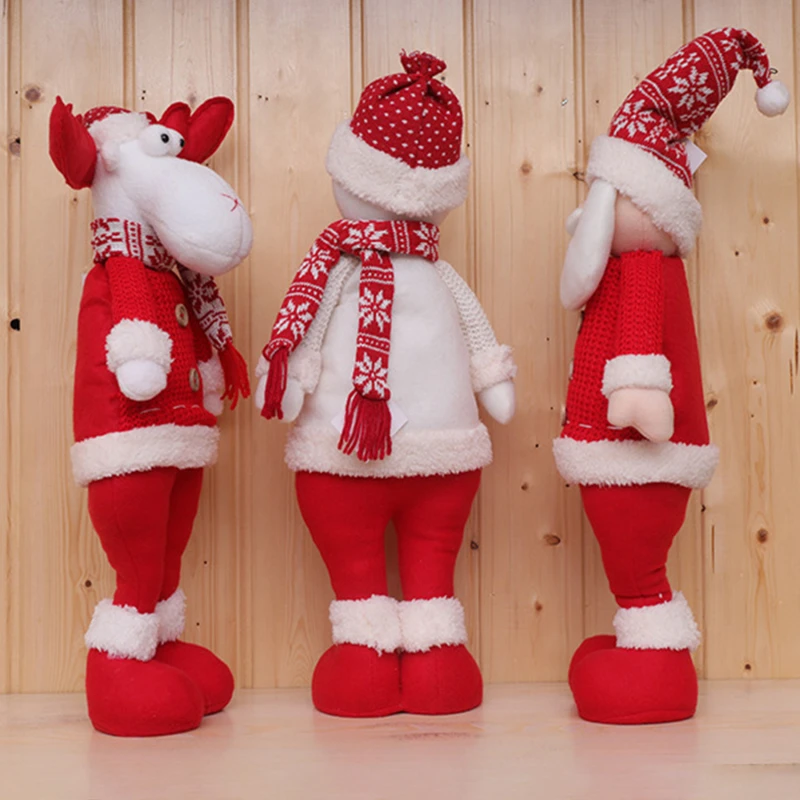 Mu&ntilde;ecos de Navidad retr&aacute;ctiles para ni&ntilde;os, figuritas de Pap&aacute; Noel, mu&ntilde;eco de nieve, alce, regalo de Navidad, adorno rojo para &aacute;rbol de Navidad-3