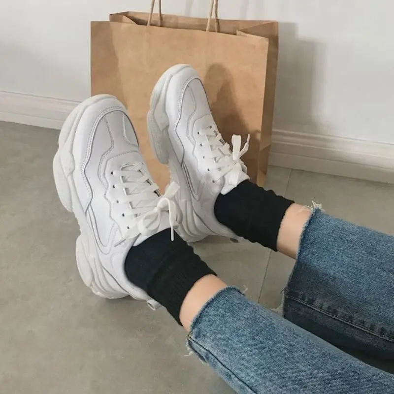 Taoffen Women Casual Sneakers Daily Shoes Thick Sole Round Toe Outdoor Woman Leisure Footwear Size 35-39 | Обувь