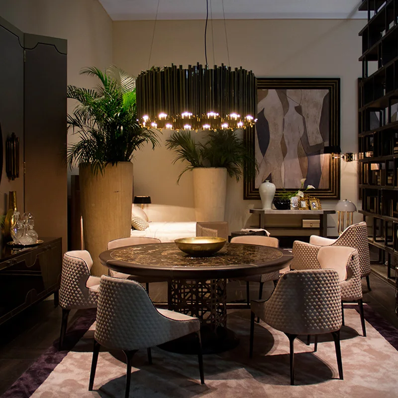 

Post Modern Design Gold Aluminum Tube Pendant Light Italy Design Delightfull Lighting Lustres Led Project light