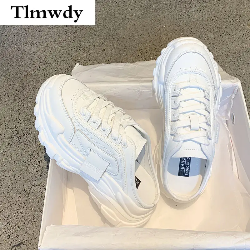 

2021 Spring Fashion Casual Sneakers Lace-up Women Shoes Women's Comfortable Platform Slippers Women Round Head Vulcanized Shoes