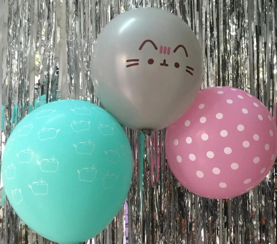 10 шт./лот Tiffanyblue Grey Cat Воздушные шары 12 дюймов Catoon вечерние Pushen Pink Dots Kit милые