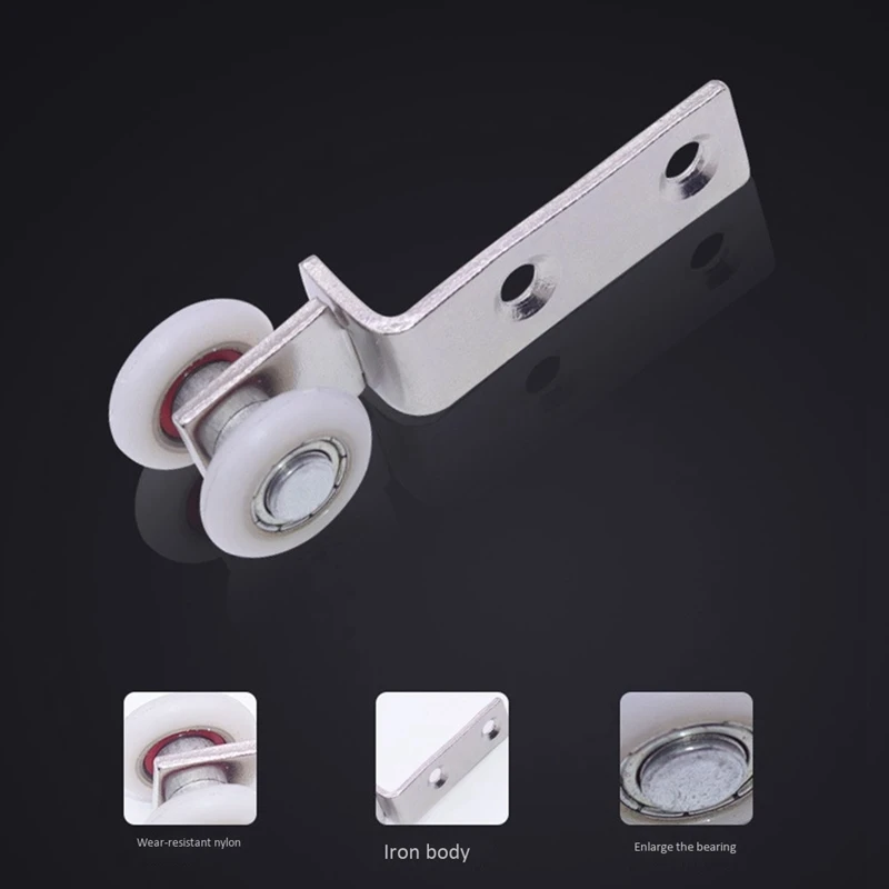 10Pcs Bend Pipe Metal Bearing Pulley Block with Two Plastic Wheel for Sliding Door Window Cabinet | Обустройство дома
