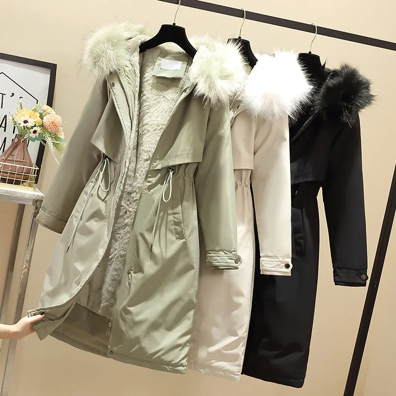 2022 Cotton Thicken Warm Winter Jacket Coat Women Casual Long Parka Winter Clothes Fur Lining Outerwear Hooded Parka Mujer Coats