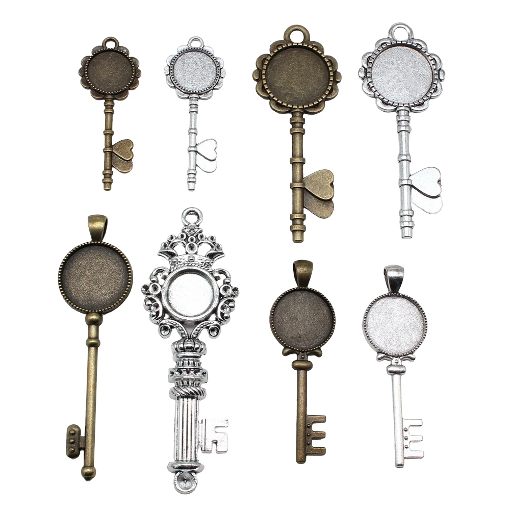 

5 шт., стеклянный кабошон в форме ключа, основа Подвески для изготовления ювелирных изделий своими руками