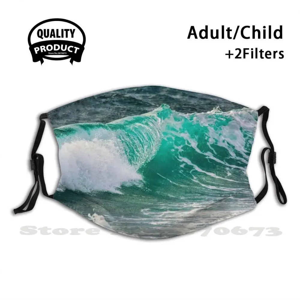 

Бирюзовые синие высокие волны-[самые популярные] маска для лица от пыли моющийся фильтр многоразовые морские волны Бестселлер пляж морские ...