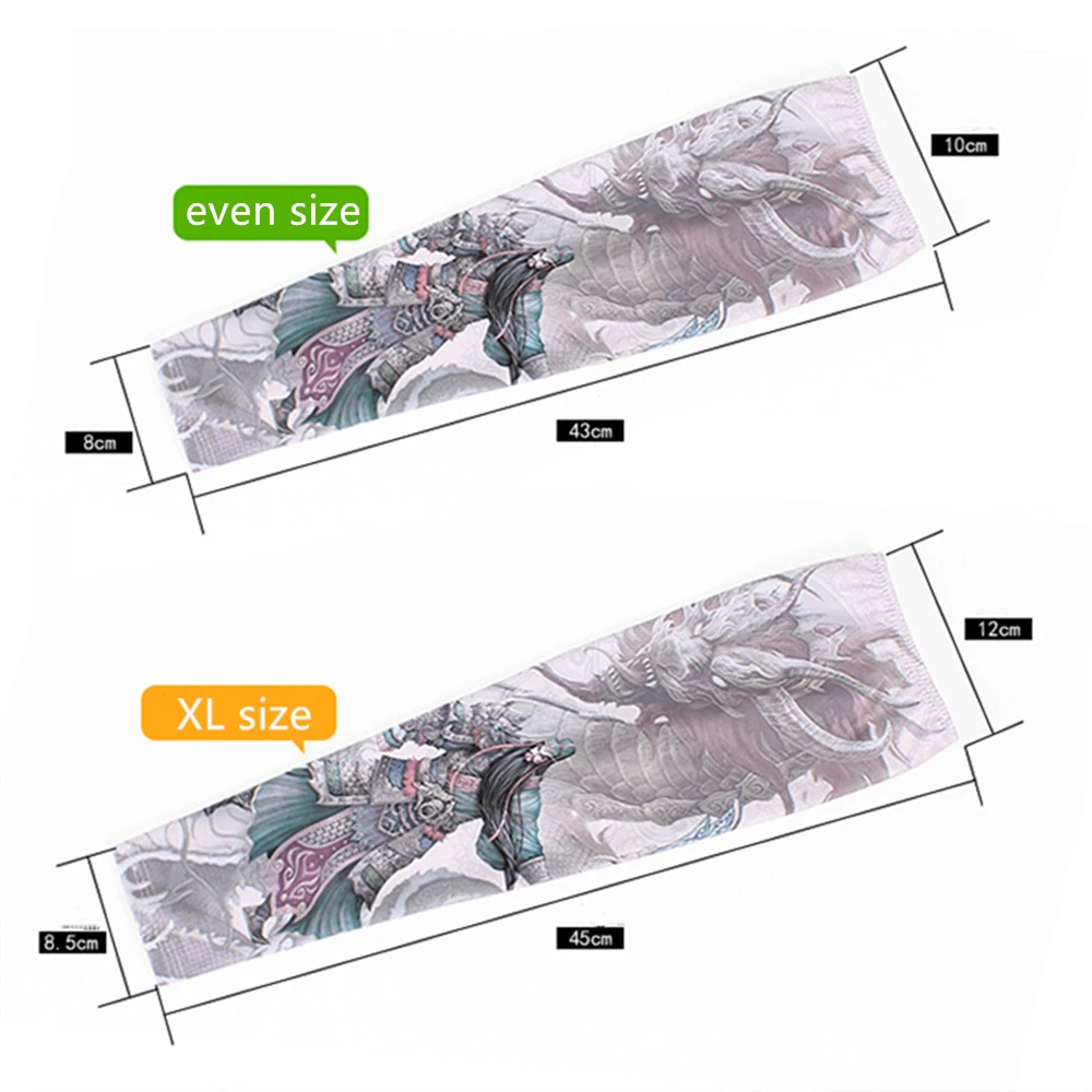 

Long Gloves Sun UV Protection Sleeve Ice Silk Sunscreen Arm Sleeves Flower Arm Tattoo Sleeve(curly dragon)13