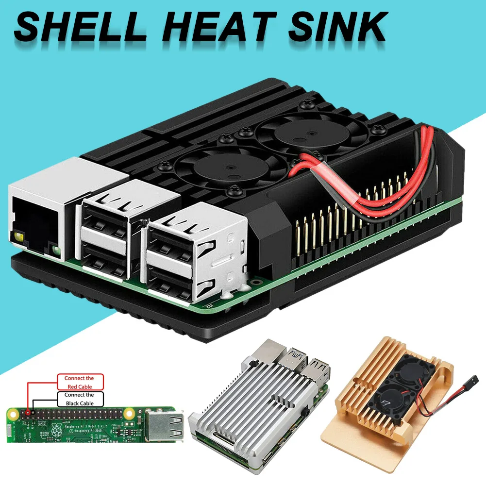 Защитный чехол из алюминиевого сплава с охлаждающим вентилятором для Raspberry Pi 4B HSJ