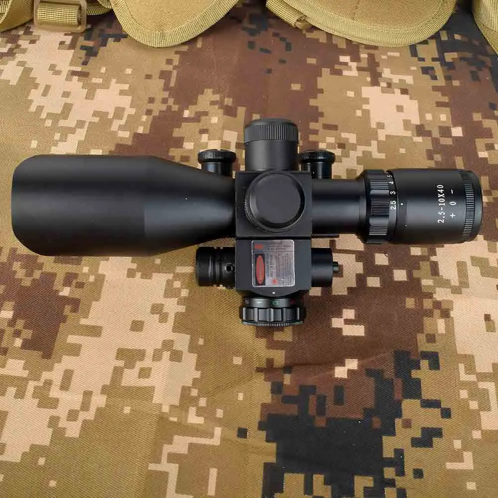 Тактический оптический прицел для винтовки 2 5 10x40 с красным лазером