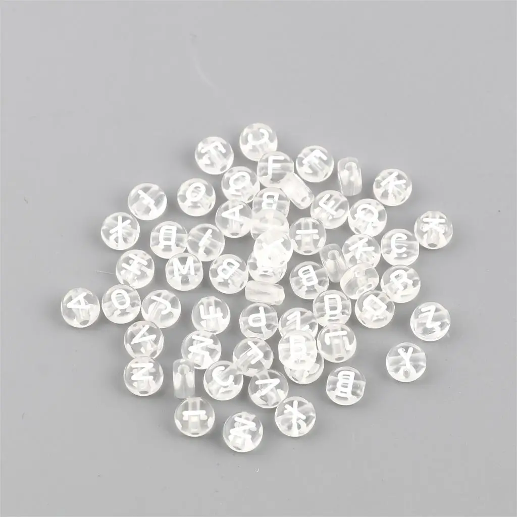 

7mm Acrylic Beads Capital Alphabet/ Letter White At Random Pattern Flat Round Spacer Loose Beads DIY Bracelets Jewelry,500PCs