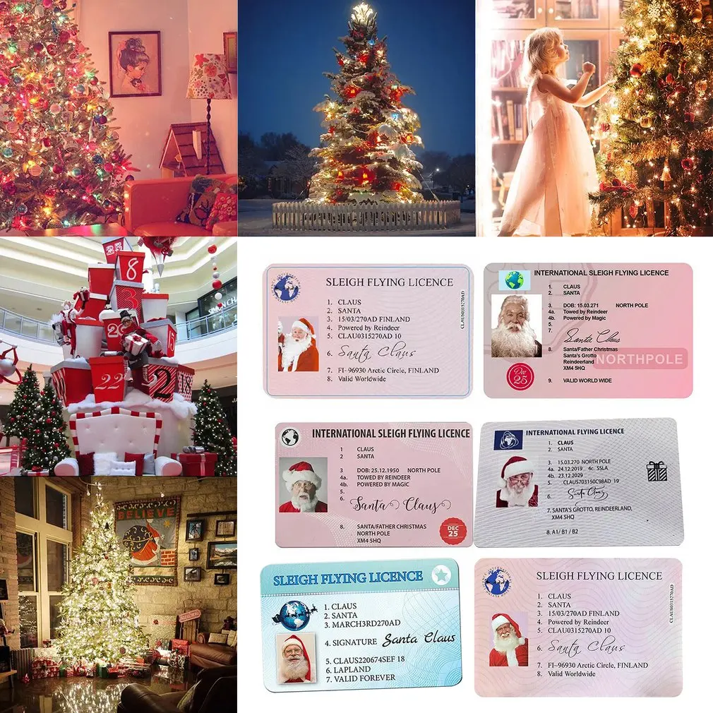 

Санта-Клаус водительские права прочный Рождественский подарок поздравительная открытка Рождественская елка украшение для детей