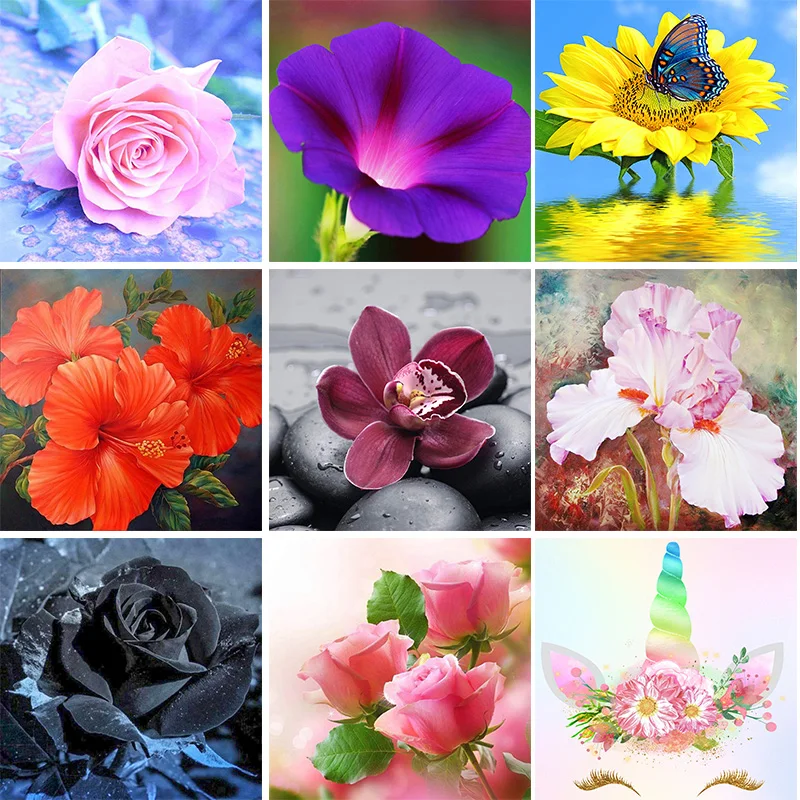 Алмазная 5d картина сделай сам квадратная с розовыми цветами алмазная вышивка