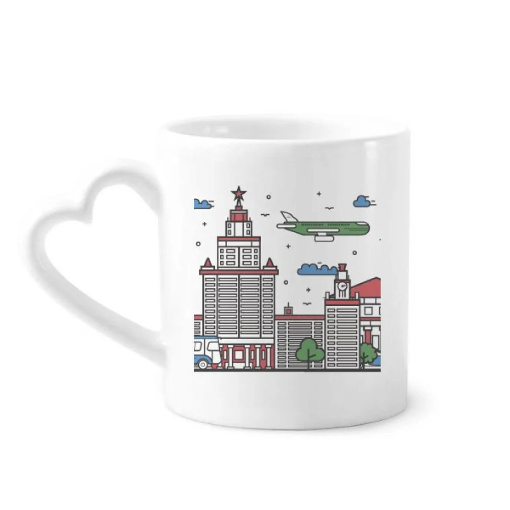 

Russia City National Symbol Pattern Coffee Mugs Pottery Ceramic Cup With Heart Handle 12oz Gift