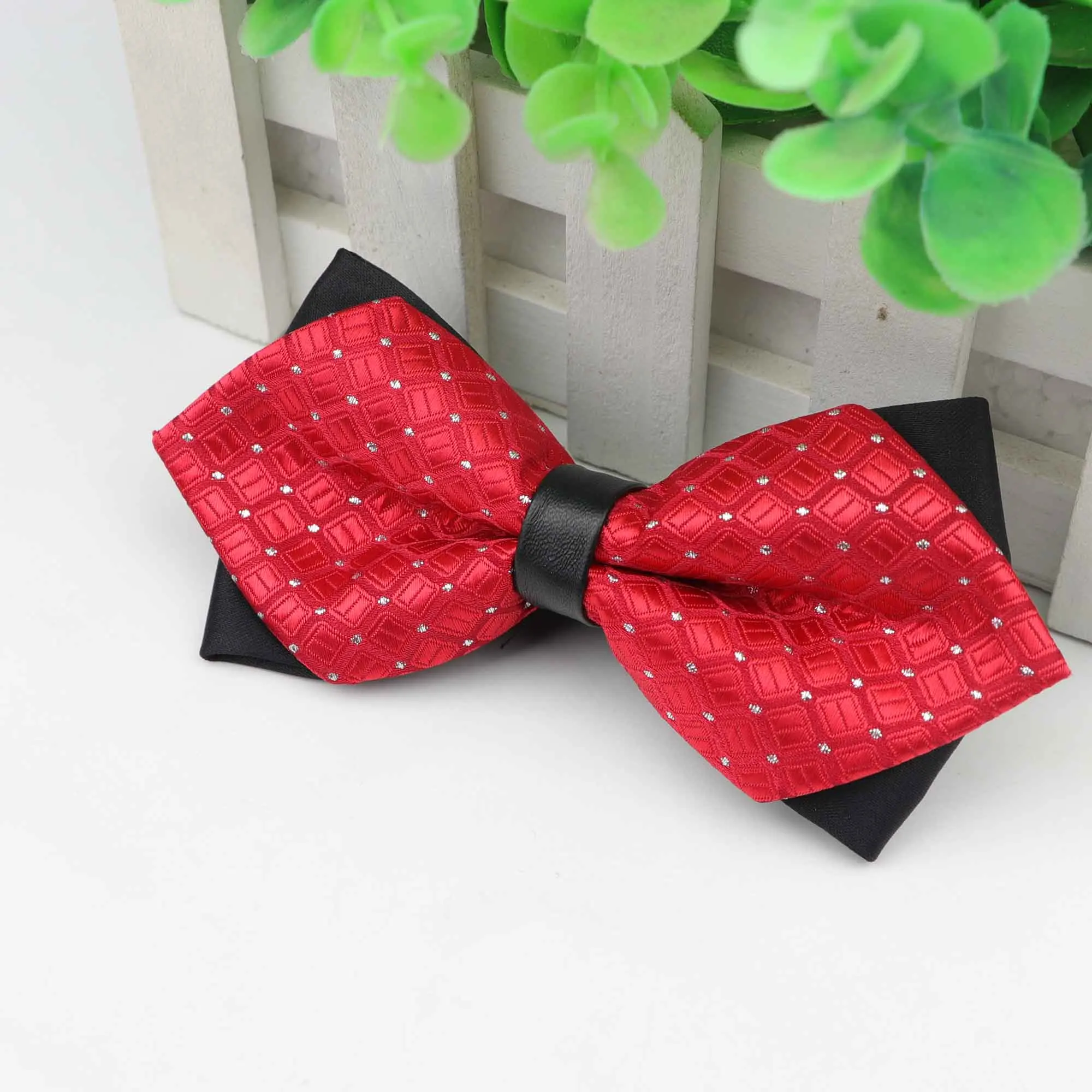 6 Men Leather Buckle Bowtie Plaid Butterfly Knot Mens Accessories Luxurious Bow Tie Black Cravat Formal Suit Wedding Ceremony Ties - Цвет: 6