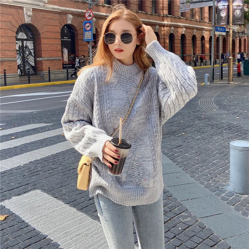 

Round Neck Sweater Women 2020 Autumn And Winter New Loose Bottoming Twist Fashion Knit Pullover Blouse Outer Wear Trendy C258