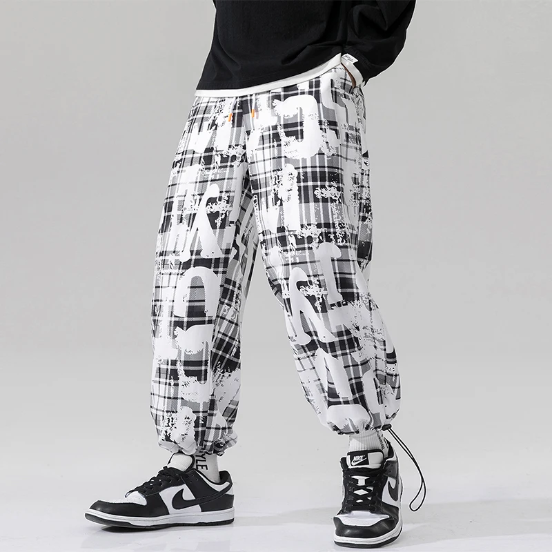 

Весенняя Ретро доска Шахматная буква полный принт свободные широкие ноги Досуг длинная