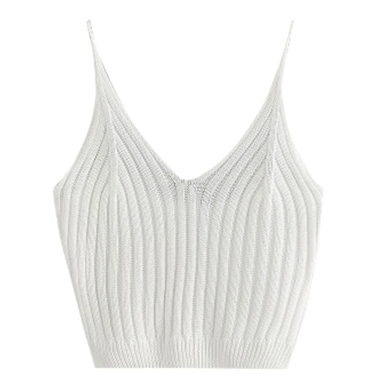 

Women's Summer Basic Sexy Strappy Sleeveless Racerback Crop Top F42F