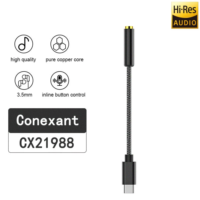 Аудиоадаптер Hi-Res USB Type-C на 3 5 мм цифровой аналоговый - Цена: 725.13